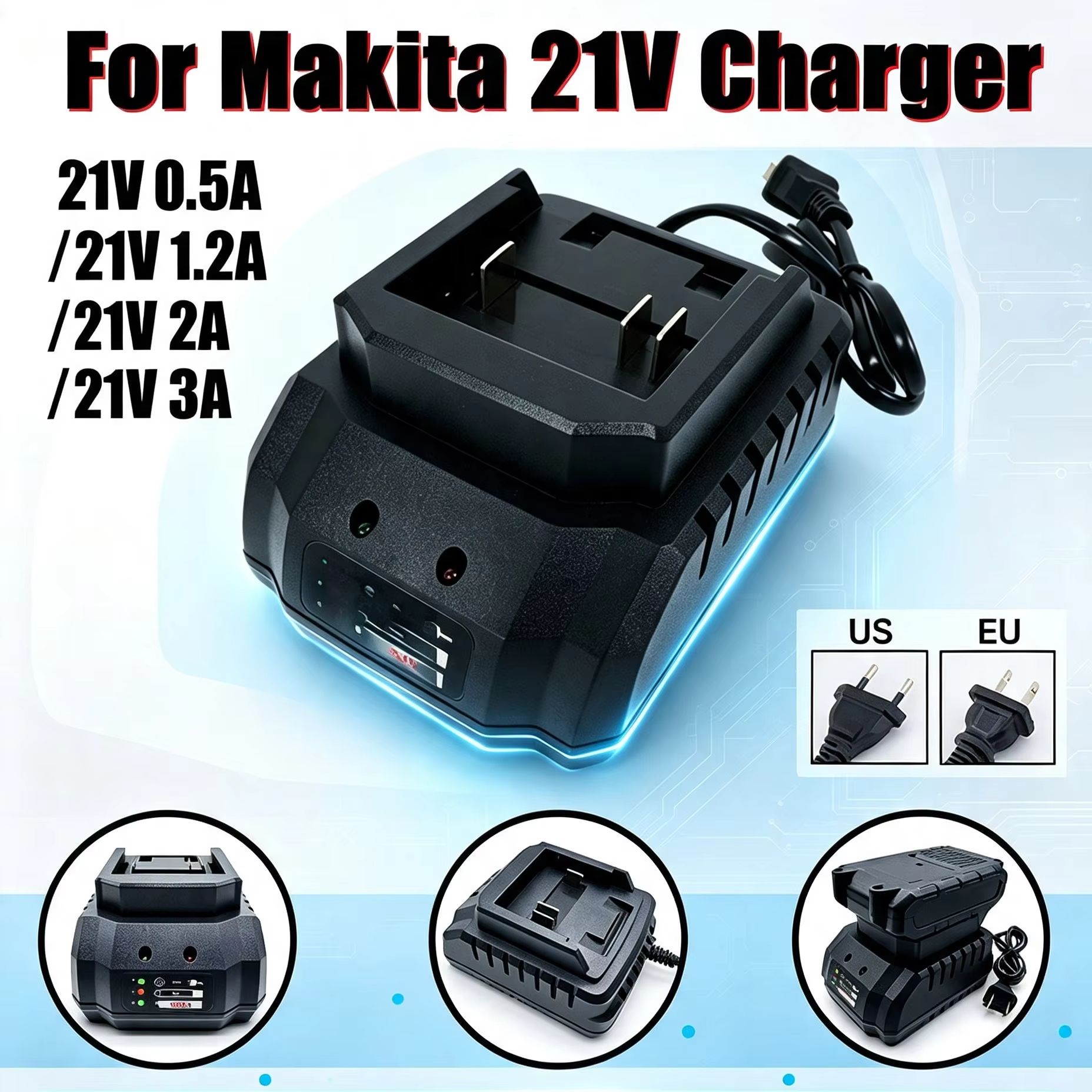 Brushless Cordless Electric Drill 18V - Battery Charger For Makita 18V 21V