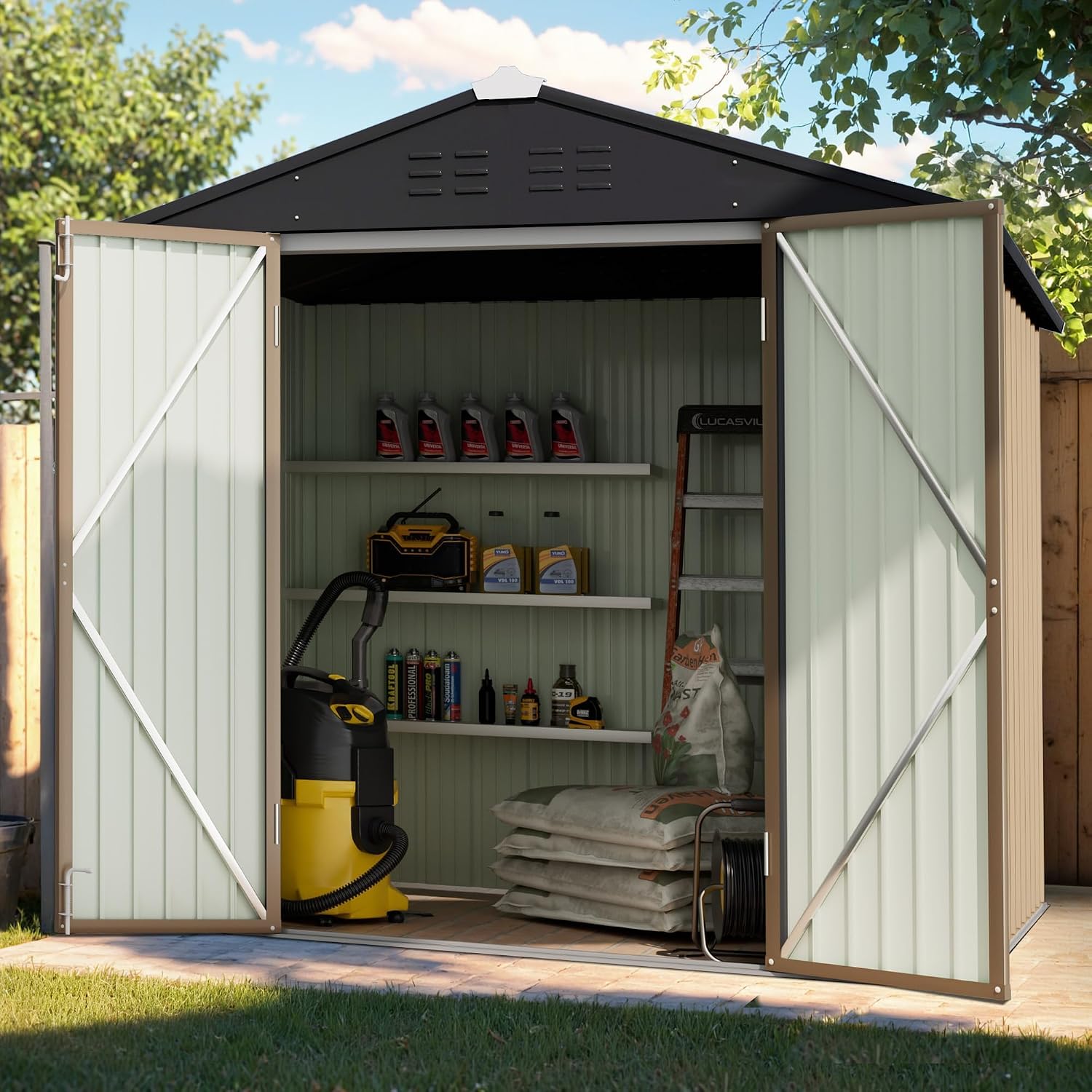 6x4 FT Metal Outdoor Storage S - Garden Tools recension och pris