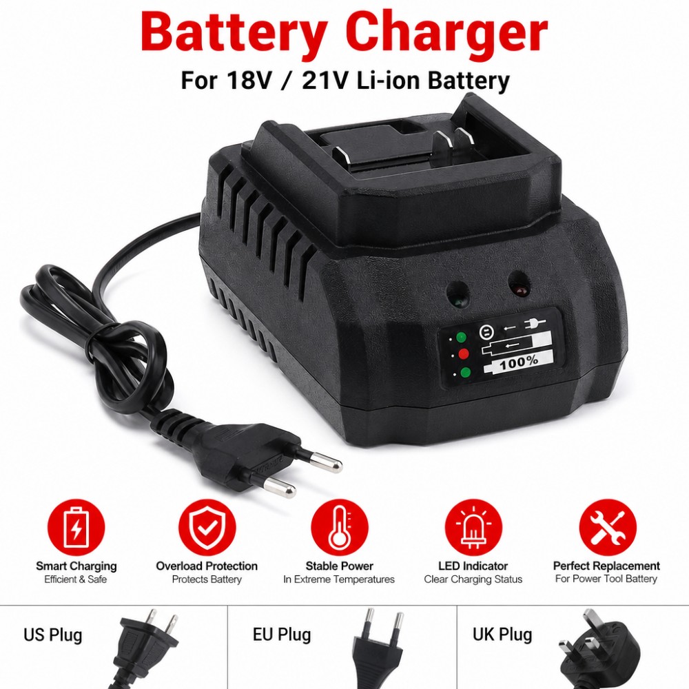 18V 21V Battery Charger Compat - Brushless Cordless Electric Drill 18V recension och pris